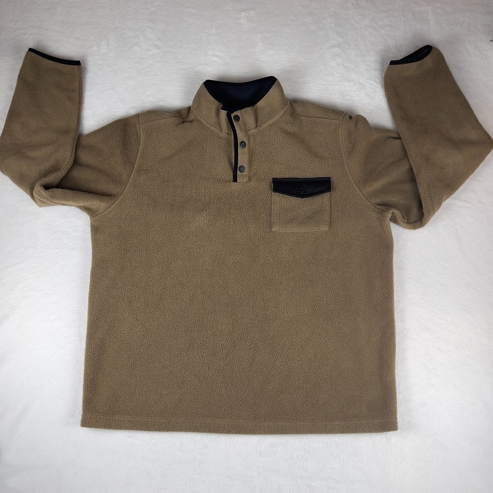 Telluride Clothing Company Sweater Men's 2XL Brown Fleece 1/4‎ Snap Pullover